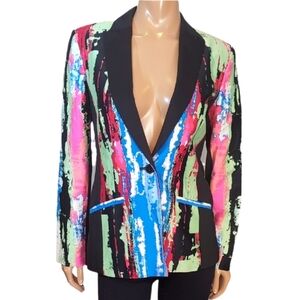 Isaac Mizrahi Abstract Art To Wear Blazer Jacket Size 10 Dopamine Eclectic Artsy